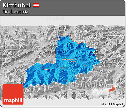 Political 3D Map of Kitzbuhel, lighten, desaturated