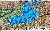 Political 3D Map of Kitzbuhel, semi-desaturated