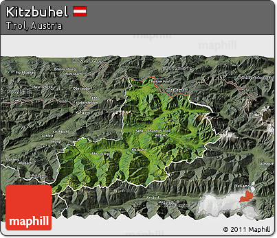 Satellite 3D Map of Kitzbuhel, semi-desaturated