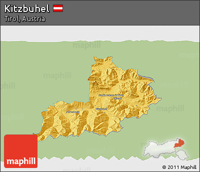 Savanna Style 3D Map of Kitzbuhel, single color outside