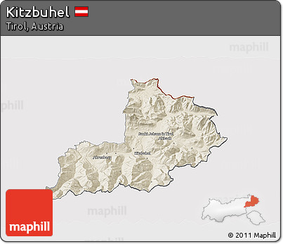Shaded Relief 3D Map of Kitzbuhel, cropped outside