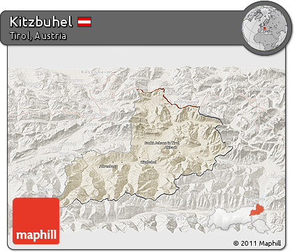 Shaded Relief 3D Map of Kitzbuhel, lighten