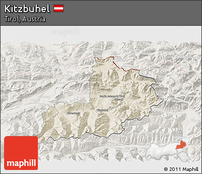 Shaded Relief 3D Map of Kitzbuhel, lighten