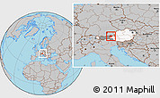 Gray Location Map of Kitzbuhel, highlighted country, highlighted parent region, within the entire country