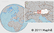 Gray Location Map of Kitzbuhel, highlighted country, hill shading