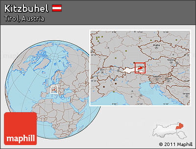 Gray Location Map of Kitzbuhel, highlighted parent region