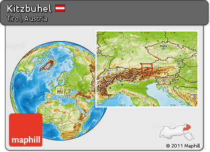 Physical Location Map of Kitzbuhel