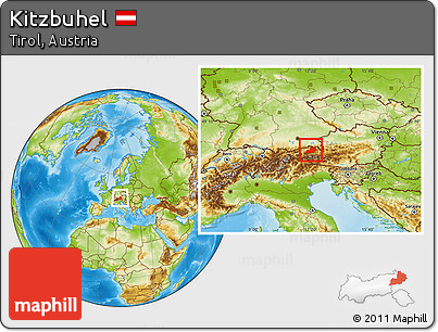 Physical Location Map of Kitzbuhel