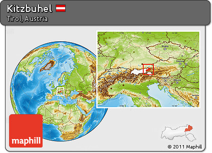 Physical Location Map of Kitzbuhel, highlighted parent region