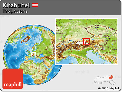 Physical Location Map of Kitzbuhel, highlighted parent region