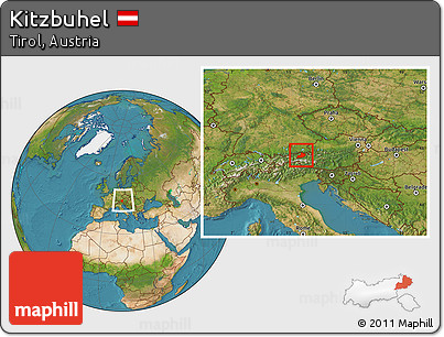 Satellite Location Map of Kitzbuhel, within the entire country
