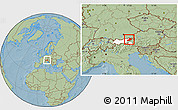 Savanna Style Location Map of Kitzbuhel, highlighted parent region, hill shading