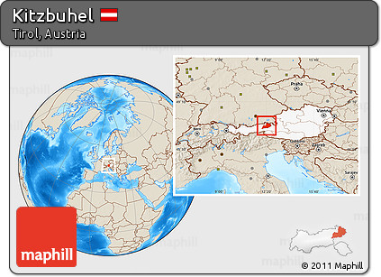 Shaded Relief Location Map of Kitzbuhel, highlighted country