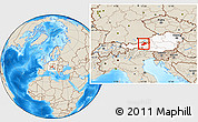 Shaded Relief Location Map of Kitzbuhel, highlighted country