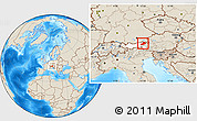 Shaded Relief Location Map of Kitzbuhel, highlighted parent region