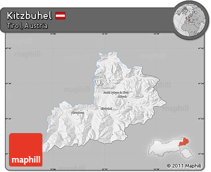 Gray Map of Kitzbuhel, single color outside