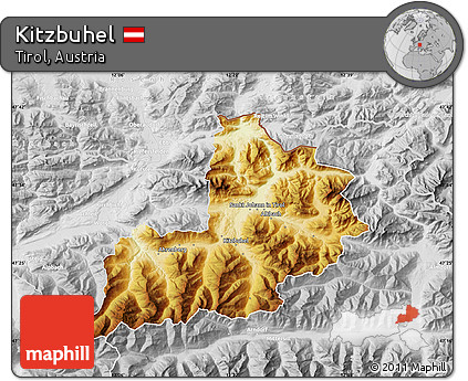 Physical Map of Kitzbuhel, lighten, desaturated