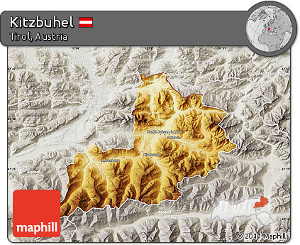 Physical Map of Kitzbuhel, lighten, semi-desaturated