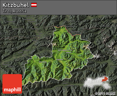 Satellite Map of Kitzbuhel, darken, semi-desaturated