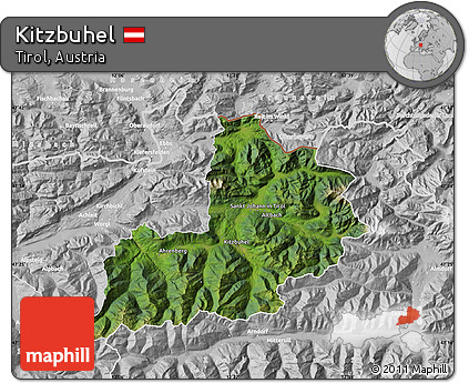 Satellite Map of Kitzbuhel, lighten, desaturated