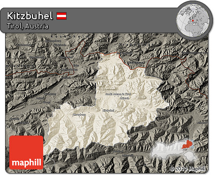 Shaded Relief Map of Kitzbuhel, darken