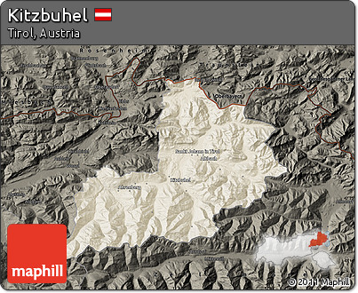 Shaded Relief Map of Kitzbuhel, darken