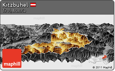 Physical Panoramic Map of Kitzbuhel, darken, desaturated