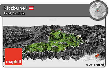 Satellite Panoramic Map of Kitzbuhel, desaturated