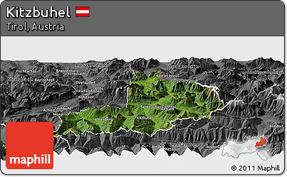 Satellite Panoramic Map of Kitzbuhel, desaturated