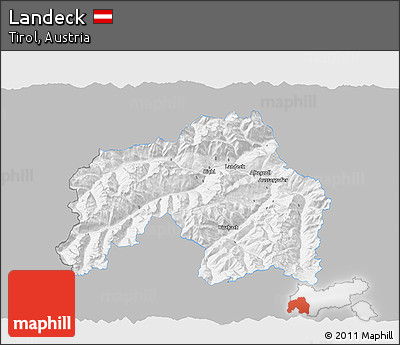 Gray 3D Map of Landeck, single color outside