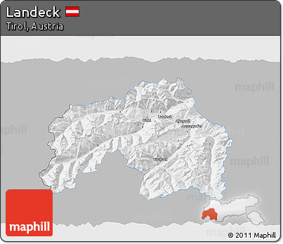 Gray 3D Map of Landeck, single color outside