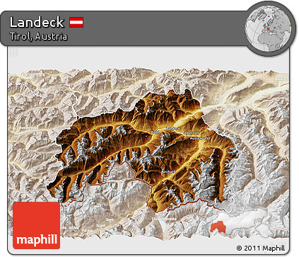 Physical 3D Map of Landeck, lighten