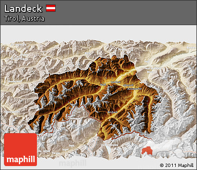 Physical 3D Map of Landeck, lighten