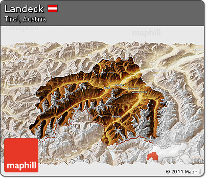 Physical 3D Map of Landeck, lighten