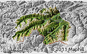 Satellite 3D Map of Landeck, lighten, desaturated