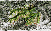 Satellite 3D Map of Landeck, semi-desaturated