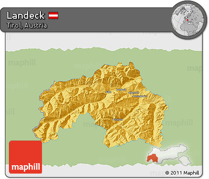 Savanna Style 3D Map of Landeck, single color outside