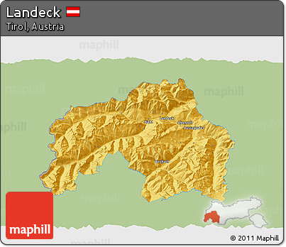 Savanna Style 3D Map of Landeck, single color outside