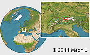 Satellite Location Map of Landeck, highlighted parent region