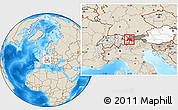 Shaded Relief Location Map of Landeck, highlighted country, highlighted parent region