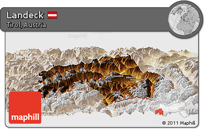 Physical Panoramic Map of Landeck, lighten