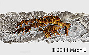 Physical Panoramic Map of Landeck, lighten, semi-desaturated