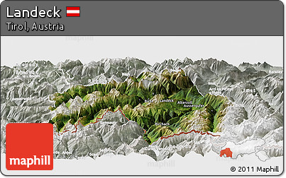 Satellite Panoramic Map of Landeck, lighten, semi-desaturated