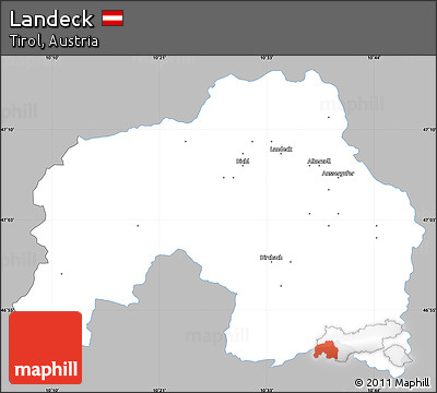 Gray Simple Map of Landeck, single color outside
