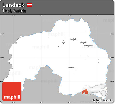 Gray Simple Map of Landeck, single color outside