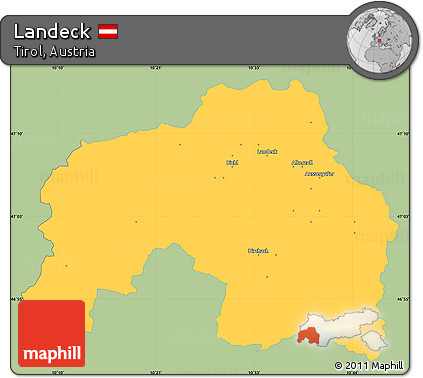 Savanna Style Simple Map of Landeck, single color outside