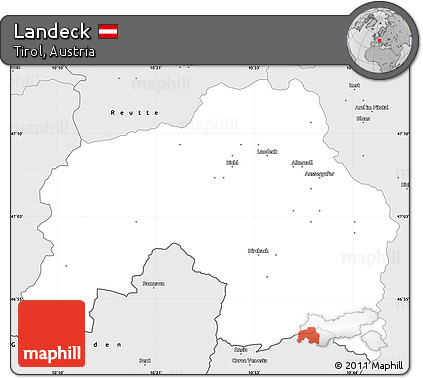 Silver Style Simple Map of Landeck
