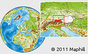 Physical Location Map of Tirol, highlighted country, within the entire country