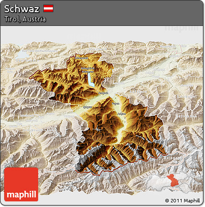 Physical 3D Map of Schwaz, lighten