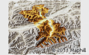 Physical 3D Map of Schwaz, lighten, semi-desaturated